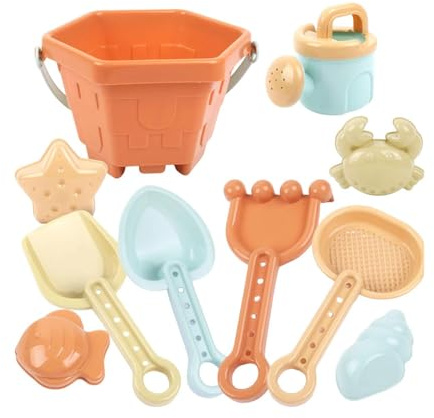 Giochi da Spiaggia con Sabbia,10 Pezzi con Secchiello e | Stampini per Sabbia Stella Marina e Granchio Giocattoli da Spiaggia - per Bambini e Bambine sopra 1 Anno Giochi d'Acqua in Piscina