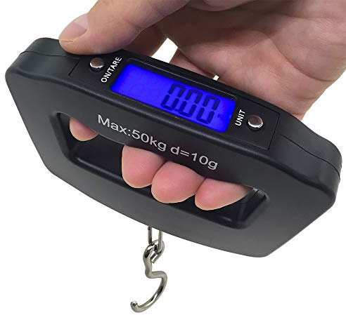 AFUNTA 50Kg 10g Luggage Weight Scale, LCD Luggage Scale Travel Digital, Fish Scale, Home Electronic Portable Hanging Weight Hook Travel Luggage Scale