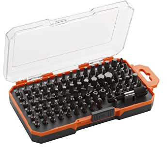 Alyco Orange - Juego de Puntas de Atornillador (1/4), 85 Piezas para Bricolaje y Electrónica | Torx, PH, PZ y Hexagonales en Acero Cr-V Endurecido, Adaptador y Estuche Resistente