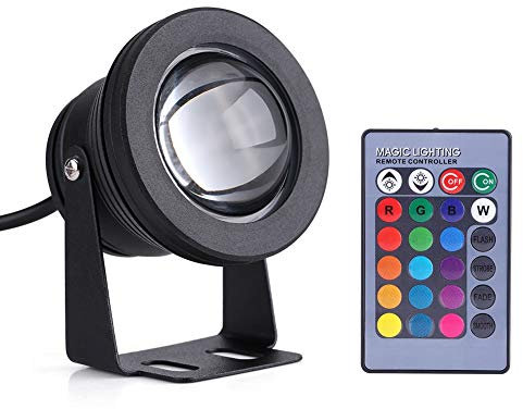 Nikou Underwater LED Light, Marine Boat Yacht Spot Light Waterproof Lamp RGB Decor Spotlight/Wall Lighting for Garden Lawn Pool Pond Rockery Fountain (Color : Black)