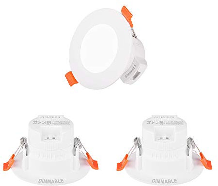ENUOTEK Mini Lampade Faretti a LED da Spot Incasso Soffitto di Gesso Bagno Cucina Dimmerabile 5W IP44 CCT 3000K 4000K 5000K Regolabile Diametro Buco 65-80MM Lot di 3…