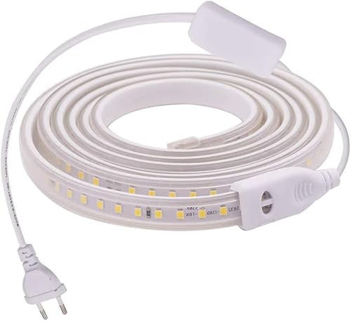 MUNDDY®- TIRAS DE LED MANGUERA LUZ 120 Chips/Metro SMD2835 Potencia 11W/M 3000K 4000K 6000K 220V Para INTERIOR Enchufe Incluido ALTA ILUMINACION (2 Metros, 4000K Blanco Neutro)