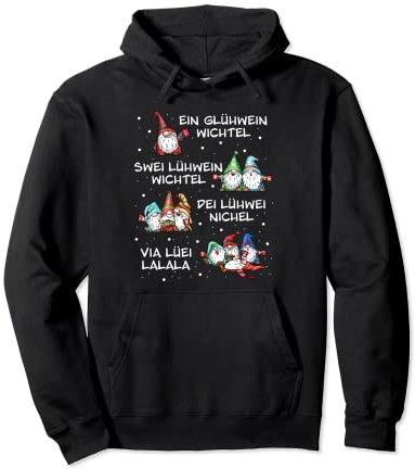 Fusselviecher Unisex-Erwachsene Pullover Hoodie Schwarz S Weihnachten Elfe lustig Glühwein Wichtel