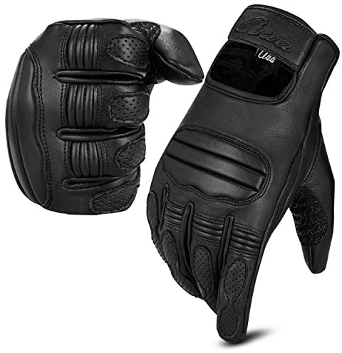 aaasportx Motorrad Handschuhe Herr Leder Touchscreen Funktion - Protektoren Motorradhandschuhe Herren & Damen für Sommer - Motorcycle Gloves mit rutschfesten Pads