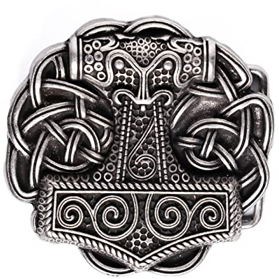 CATTANEO Fibbia Cintura a Piastra Tonda Martello di Thor Celtica con Passante da 40 mm, Fibbia per Cintura Uomo Donna Artigianali in Zama, Fibbie di Ricambio per Accessori Cintura Moda Made in Italy