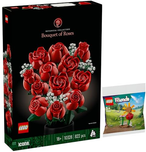 BRICKCOMPLETE Lego Lot de fleurs : 10328 bouquet de roses et 30659 jardin de fleurs