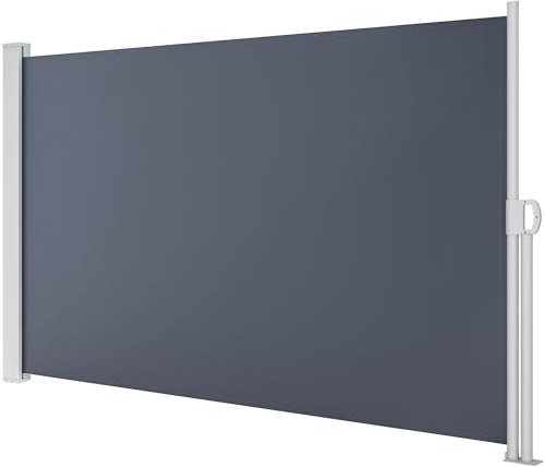 YITAHOME 118''X 63'' Retractable Side Awning Folding Privacy Screen Privacy Fence Waterproof UV-Resistant Outdoor Awning for Garden, Deck, Patio, Pools, Balcony, Gray