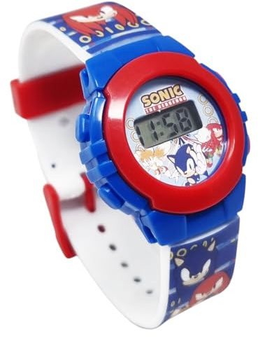 Coriex Orologio Digitale Bambini Sonic The Hedgehog | Cinturino Silicone Blu | Cassa 35mm | Ora e Data | Licenza Ufficiale Sega