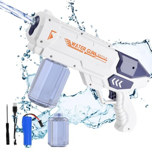 OSDUE Pistola de Agua Eléctrica, Gran Capacidad Pistola de Agua Automática Alcance Máximo10M Potente Pisto-la De AG-UA Eléctrica 250cc Súper Chorro de Aguas Juguetes de Piscina Regalos de Verano