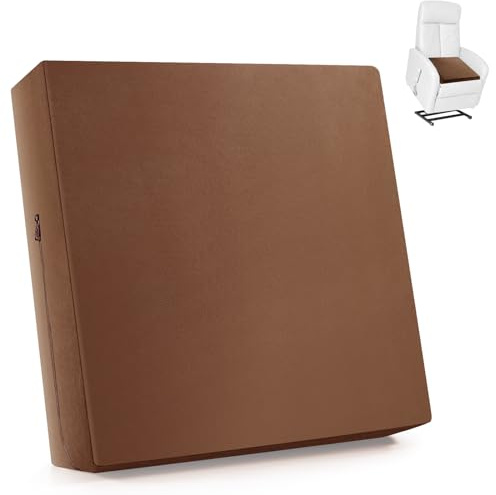 Menkxi Recliner Cushions for Elderly, Thicken Memory Foam Seat Cushion, Square Chair Cushions Non Slip Pads for Recliners, Armchairs, Relief and Comfort (Brown, 22 x 22 x 5 Inch)