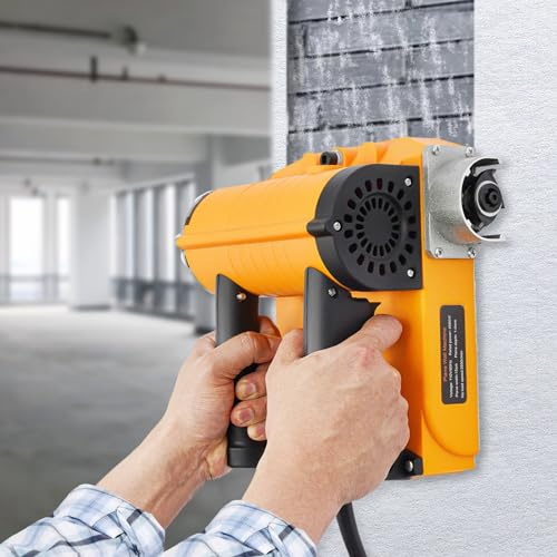 GXFCHYL 4580W 110V Electric Wall Planer Handheld Concrete Shovel Machine 3500RPM 0.04-0.16 inches Adjustable Planing Depth Wall Planing Machine For Walls, Ceilings & Floors (Orange), 9.84*9.84*5.51in
