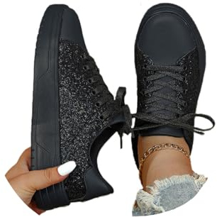 tinbarry Sneaker Damen Pailletten Schuhe Flache Low Strass Sneaker Glitzer Freizeitschuhe Walkingschuhe Turnschuhe Outdoor Sportschuhe Laufschuhe
