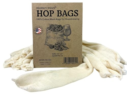Regency Wraps Hops and Grain Steeping Bags, 14 (pack of 10), Fine Cotton Mesh Sock Homebrew Accessory Filters Hops, Grain and Spices for Beer, Wine, Cider