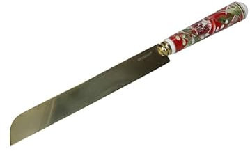 Brandani 89980 Coltello Panettone Carol in Acciaio Inossidabile con Manico in Ceramica - Eleganza Festiva