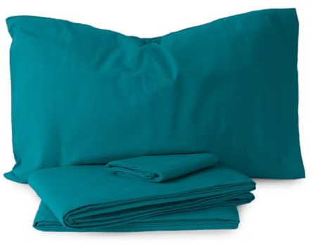 Morbidissimi Set Lenzuola Completo Letto in Flanella 100% cotone felpato Tinta Unita per letto Matrimoniale [ Ottanio]