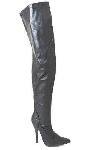 Bismaa Womens Ladies Sexy Thigh High Kinky Fetish Over The Knee Stiletto Heel Full Side Zip Boots Size UK 3-12 (11 UK, Black Matte, numeric_11)