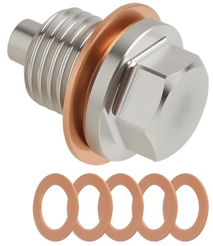 KUEEA Vite di scarico dell'olio magnetica M14 x 1,5 con anello di tenuta integrato, vite per cambio dell'olio di alta qualità per auto e moto, versione antiruggine con forte punta magnetica per il