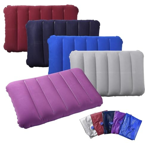 Pumwoy 5 Pièces Coussin Gonflable 47 * 30cm, Oreiller de Plage Flocage Oreillers Portable, Oreiller Camping Petit Oreiller Plage, Coussins Gonflables pour Plein Air, Randonnée, Voyage