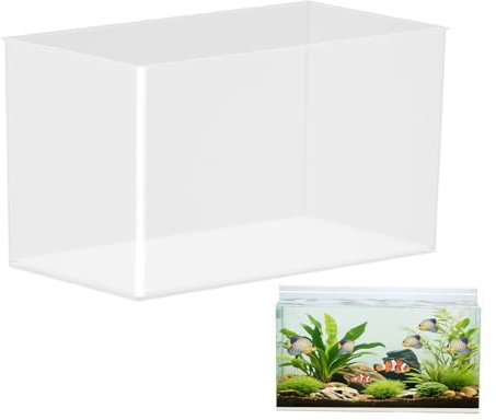 Pequeño acuario sin bordes transparente tanque de pescado terrario faunario para peces luchados/peces de colores/caracoles/y plantas acuáticas 29x15x15,5 cm
