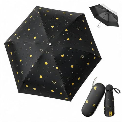 Sumneo Mini Umbrella with Heart Capsule Box - Compact Foldable, UV Protection & Windproof, Lightweight (Includes Carry Bag)
