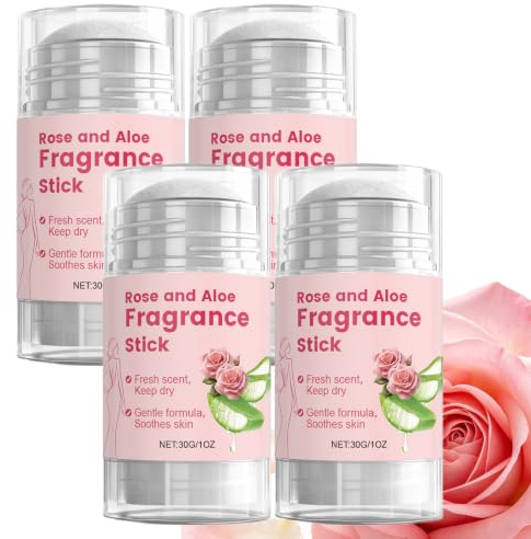 Ros aloe deodorant pinne, långvarig fräsch doftbalsam (4 st) | Ros aloe doftande fasta ämnen parfym, långvarig fräsch doft balsam, fuktgivande hela dagen kroppsdoft