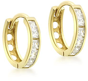 CARISSIMA Damen-Creolen 9 Karat 375 Gelbgold CZ quadratisch Huggy 1.57.9699