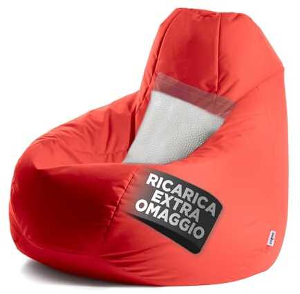 Avalon - Puff Poltrona Sacco XXL Jive Deluxe Sfoderabile, Pouf Sacco di Qualità Sartoriale, Bean Bag per Sedersi Ergonomico, Tessuto Antistrappo Impermeabile, Made in Italy(95x135cm-Rosso)