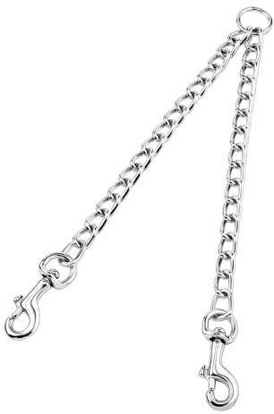 Doppelte Hundeleine, Kein Verheddern 360° drehbarer Doppelleine für 2 Hunde, Hochleistungs Stahl Kette Führen Wanderung Leine für Hunde Klein Mittlere und große Lauftraining (Silber-XS)