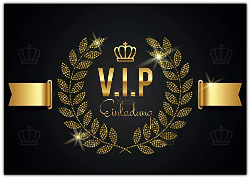 V.I.P. EINLADUNG XXL A4 Einladungskarte mit Umschlag - edle Premium Klappkarte in Schwarz & Gold für VIP Party Event Geburtstag Karte von BREITENWERK