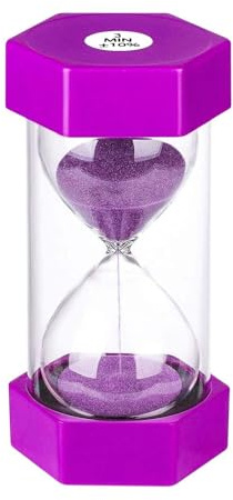 Hourglass Sand Timer 3 Minute:Colorful Sand Watch 3 Min, Small Purple Sand Clock 3 Minute, Plastic Hour Glass Sandglass Timer for Kids, Games, Classroom, Kitchen, Toothbrush Timer, Decoration