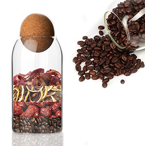 Barattolo di Vetro da Cucina Con Sughero - Conservazione per Condimenti, Biscotti, Caramelle, Spezie, Fagioli (800ml)