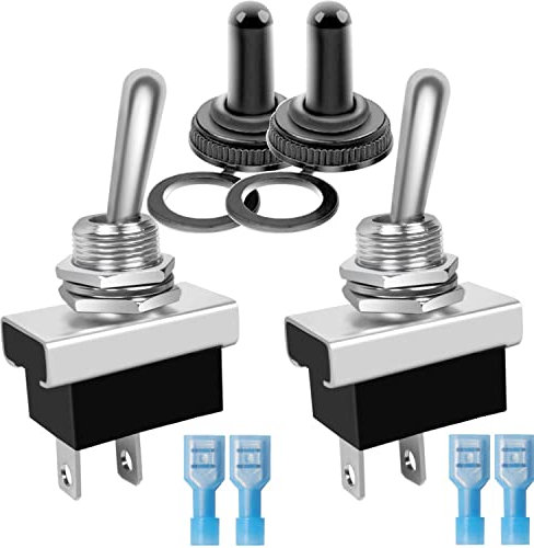 GUUZI 2 Stück Wasserdichter Kippschalter 12V-24V 25A 2-poliger 2-Positionen-SPST EIN/AUS Kippschalter mit Wasserdichter Abdeckung für Auto-Boots-LKW