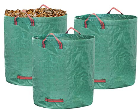 Kit 3 pezzi Sacco 400Lt Giardinaggio Rifiuti Giardino Professionale Antistrappo Con Manici Ripiegabile STI