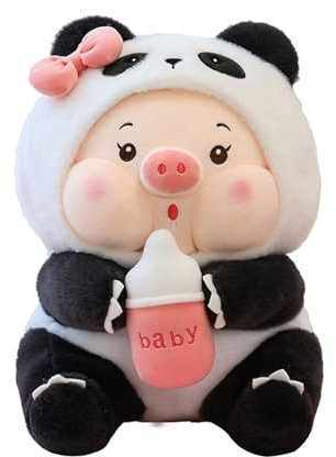 Hava Kolari Plüschtier Schwein Stofftier Kuscheltier, Kawaii Plüschkissen Gefüllte Kuscheltier Schwein Kuscheltier mit Milchtee Tasse Weiche Puppe Plüsch Spielzeug für Kinder Jungen Mädchen (30cm)