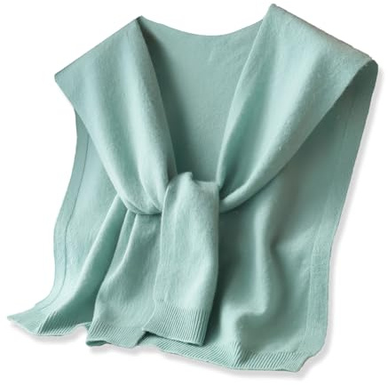 LumiSyne tröja stickad knuten sjal wraps för kvinnor enfärgad ull stickad långärmad knuten blus dekorativ sjal, Mintgrön, one size