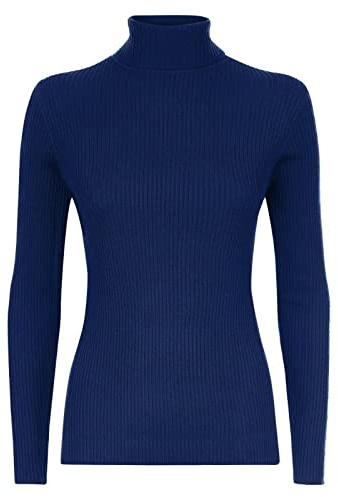VEARZ® Womens Turtle HIGH Neck Jumper ! Ladies Long Sleeves Polo ROLL Neck Tops Ribbed Stretchy Pull Over Sweater Plus Size Navy