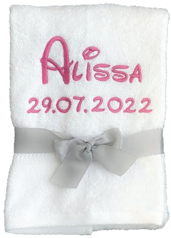 KIDDI-MEDIA Gästehandtuch/Gästetuch mit personalisierter Bestickung wie z.B. Name / 30x50cm | 500 g/m² | 100% Baumwolle Frottier (30 x 50 cm, Weiß)