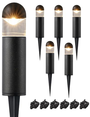 EDISHINE Low Voltage Landscape Lighting, 12V 3W 3000K Warm White, Electric Outdoor Bollard Lights with Connectors, Waterproof LED Pathway Driveway Walkway Lights Wired for Yard Garden