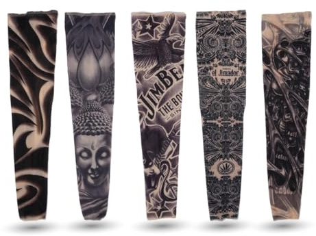 TK Gruppe Timo Klingler 25x Tattoo Ärmel Tattoo Strumpf Sleeve aus Nylon - täuschend echt - Herren - Armstrumpf für Fasching & Karnival & Halloween - Rocker