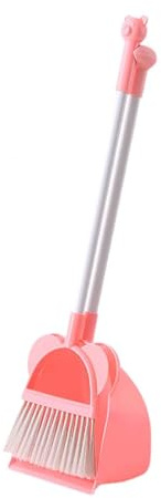 perfk Set Mini Scopa e Paletta per Bambini Set Scopa Set Pulizia Bambini per Scuola età prescolare 3-6 Anni, Rosa