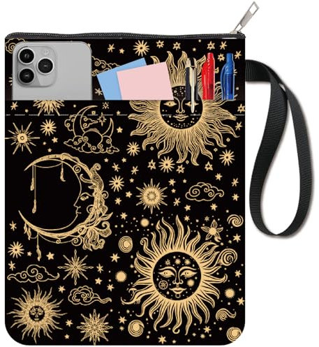 craspire Buchumschläge Mit Sonnenmotiv Buchschutz Mit Mond Und Stern Buchhülle Für Taschenbücher Waschbarer Buchumschlag Aus Stoff Mit Reißverschluss Und Zusätzlicher Hüllentasche Für Buchliebhaber