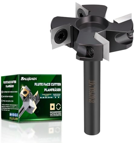 BALUGAEA Överfräs Planfräs 8 mm Skaft 40 mm med 4 Flöjter för CNC Ytfräs med 4 Vändplattor 10 x 2,2 för Träavplattningsfräs