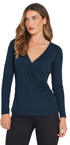 Long Tall Sally - LTS Premium Tall Blue Long Sleeve Wrap Top - Women's