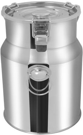 Edelstahlfass 4L Milchfass Drei Tasten Versiegeltem Reiseimer,Eimerhöhe 22cm Reis Eimer Milcheimer Weinfass Getreide Eimer für Luftdichte Lageröl Reis Wein Wasser Küche Getreidebehälter Futtereimer
