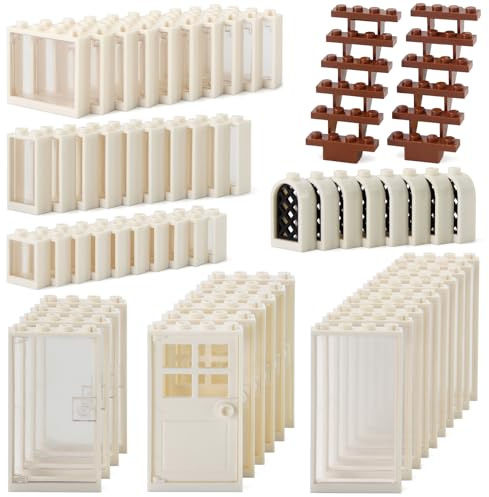 Feleph Fenster und Türen 118 Stück Baustein Set für Häuser Städte Architektur Zubehör City MOC Teile für Kinder Kompatibel mit großen Marken, Schwarz