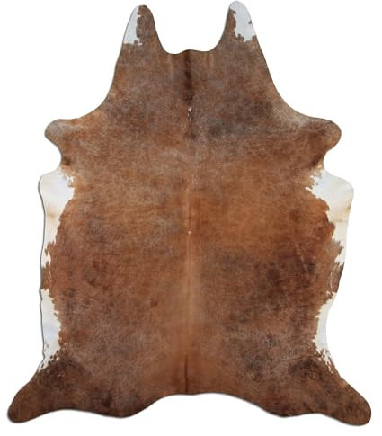 Livorio Premium Kuhfell Teppich - L235 x B185 cm - braun weiß - einmaliges Naturprodukt aus Südamerika | Rinderfell | Echtfell | beige Brindle | K329
