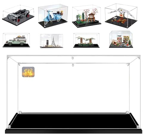 AAABOX 40x25x25cm 3mm Acrylique Vitrine Exposition pour Lego Jardin-Paisible 10315 Land Rover Classic Defender 90 10317 Vespa 125 10298 Paris Skyline 21044 Endor Speeder Chase Diorama 75353