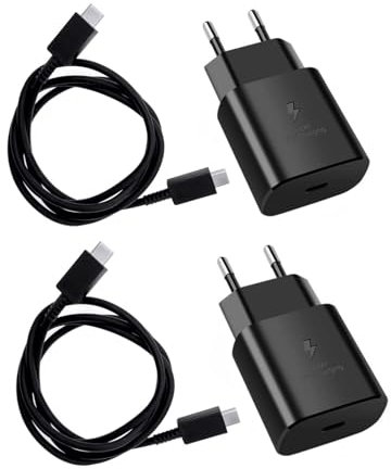 JZK 2 Paquetes Chargeur Rapide USB C 25W pour Samsung Galaxy A55 A54 A53 A35 A33 A33 S23 S22 S21 S20, câble Charge Ultra Rapide Type C Adaptateur Voyage pour Smartphone