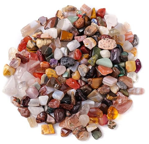 NIEEKRUN Halbedelsteine Mischung 500g Bunte Steine Trommelsteine Edelsteine für Kinder, Mineralien Dekosteine Halbedelsteine Wassersteine Glückssteine Heilsteine für Schatzsuche Dekoration