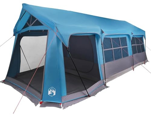 vidaXL Familienzelt Blau und Grau 620 x 322 x 240 cm Polyester, Abenteuer Ruft: modernes Familienzelt, wasserdichtes Outdoor-Gehäuse, großes Camping-Equipment, ideal fürs Wandern und Reisen